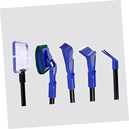 Happyyami Five One Fish Tank Cleaning Kit Handle Detachable Brushes Safe for Essential Aquarium Maintenance Tools in
