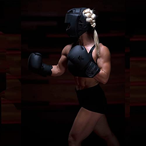 Kruzak Unisex Boxing Headgears - MMA Training, Adjustable Padded, Kara,Muay Thai Headgear, Kickboxing, Sparring, Martial Arts, Karate, Taekwondo MMA Body Equipment - color: Matte Black, size: Small-Medium