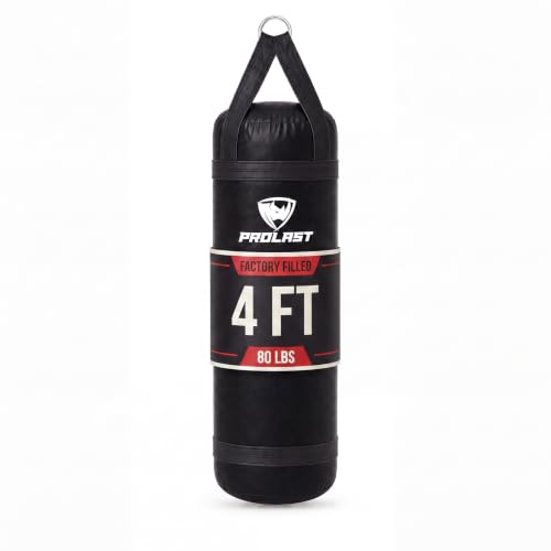 4 ft 80lb Heavy Boxing Punching Bag, Muay Thai, MMA, Strength Training Equipment, Hanging - color: Black, size: Filled with Bottom D-Ring