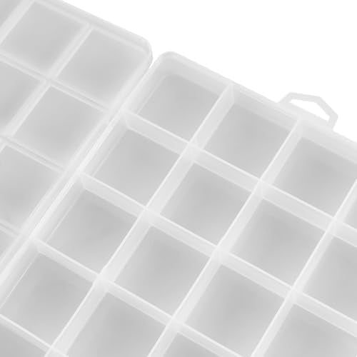 20PCS 28 Grids Clear Plastic Organizer Box with Fixed Dividers for Beads, Fishing Tackles & Small Parts Storage (7.9x6.2x1.2in)