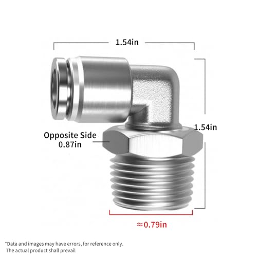 PNEUMATIC 304 Stainless Steel Male Elbow 3/8 Inch Tube OD x 1/2 Inch NPT Thread 90 Push to Connect Tube Fitting (Pack of 2) - size: 3/8"OD x 1/2"NPT