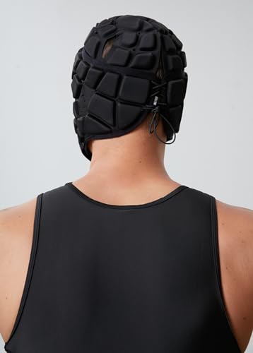 Topeter Padded Rugby Helmet, Protective Soft Shell Headgear Hats - color: Black