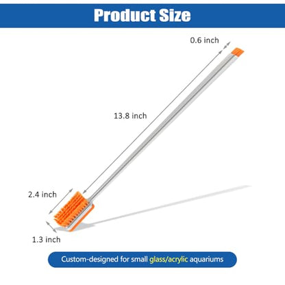 Small Glass Aguarium Cleaning Tool Algae Scraper for Acrylic Aquariums Fish Tank Cleaner Brush (Longer Size) - size: 17.3in
