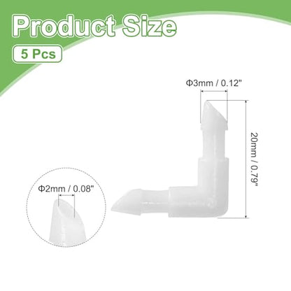 MECCANIXITY 5pcs Hose Barb 90 Degree Elbow l Fitting, 1/8" OD Plastic Hose Barb Pipe Fitting Splicer Mender Joint Adapter for Water Liquid Fuel Line Tube, Clear