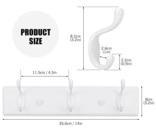 Badiano Heavy Duty Wooden Coat Rack, Wall-Mounted Organizer,14 Inch, White - color: White, size: 3 Hooks