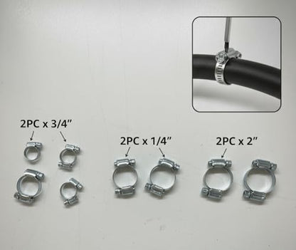 Hose Clamps Assortment 6-Pack – Zinc-Plated Steel, 2 Each: 3/4", 1-1/4", 2" – Adjustable, Durable, Rust-Proof