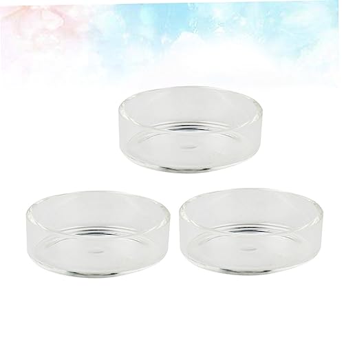SUPVOX 3pcs Round Crystal Shrimp Feeding Bowl Delicate Glass Dish for Shrimp Tanks Multi-Purpose Feeder for Fish and Reptiles Decorative Pet Food Bowl - size: Size 1
