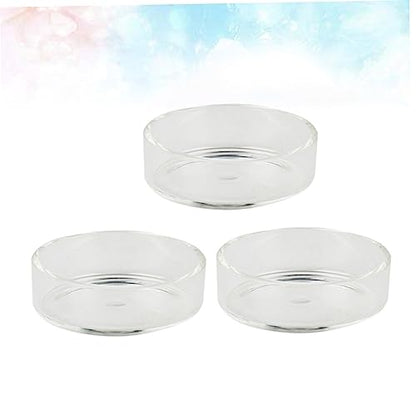 SUPVOX 3pcs Round Crystal Shrimp Feeding Bowl Delicate Glass Dish for Shrimp Tanks Multi-Purpose Feeder for Fish and Reptiles Decorative Pet Food Bowl - size: Size 1