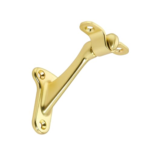 6 Pack 3 Inch Brushed Gold Hand Rail Bracket Heavy Duty Hardware for Stairways, Home or Office Vintage Stair Support Handrail Brackets - style: Brushed Gold