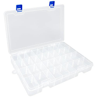Plastic Organizer Container Storage Box Adjustable Divider Removable Grid Compartment for Jewelry Beads Earring Container Tool Fishing Hook Small Accessories(34 Grids, White X 1)