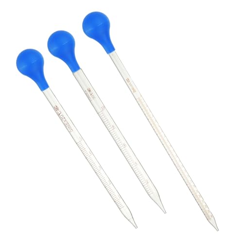 PATIKIL Graduated Dropper Pipettes Kit, 3 Pack 5ml/10ml/25ml Borosilicate Glass Pipette with Rubber Squeeze Bulb for Transfer Liquid for Lab, Chemistry - size: 5ml/10ml/25ml