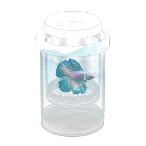 Fish Breeder Box - Clear Acrylic, Strong Suction Cups, V-Grate, Safe Fry Hatching Tank Guppy, Protects Fish, Betta Shrimp Isolation Space, Aquatic Separator Nursery | for Aquarium - color: White