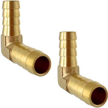 2pcs Brass Hose Barb Fitting 3/8" x 3/8" Barbed 90 Degree Elbow Connector L Right Angle by CX WONDERLAND - size: 3/8" Hose Barb