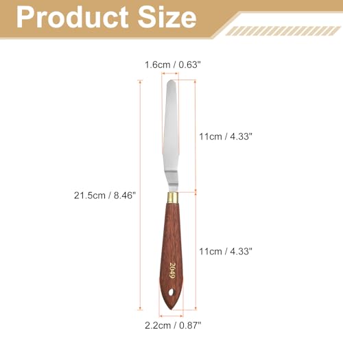 HARFINGTON Palette Knife Painting Tool 4.33" x 0.63" Stainless Steel Teardrop Blade 8.46" Length Spatula Painting Pallet Knives with Hole Beech Wood Handle for Oil Acrylic Canvas, Red/Silver
