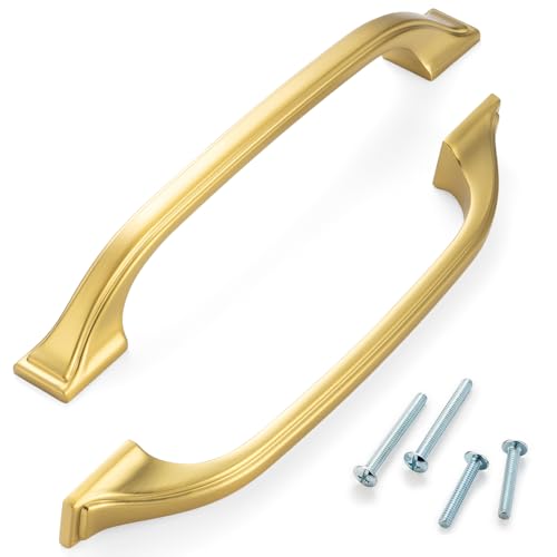 10 Pack 5 Inch Hole Centers, Brushed Gold Cabinet Pulls Gold Cabinet Handles Gold Kitchen Hardware for Cabinets ZP2409 Drawers Bedroom Dresser Bathroom Vanity Cupboard Closet - color: Brushed Gold, size: 5" Hole Centers-10 Pcs