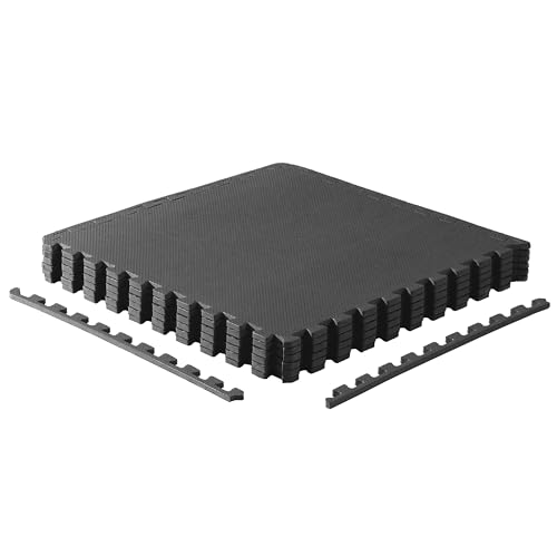 CAP Puzzle Exercise Mats | 1/2” Thick EVA Interlocking Foam Tiles for Home Gym Flooring | Multiple Options - color: T - Black, style: 6 Tiles (24 SQ FT)
