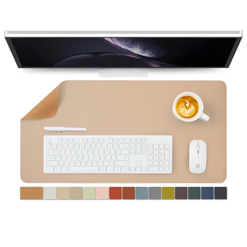Cork Desk Mat - Dual-Sided Desk Pad for Office and Home - Desk Organization and Accessories - Ideal for Large Mouse Pad and Desk Mats on Top of Desks(Apricot,27.6"x 13.8") - color: Apricot, size: 27.6" x 13.8"