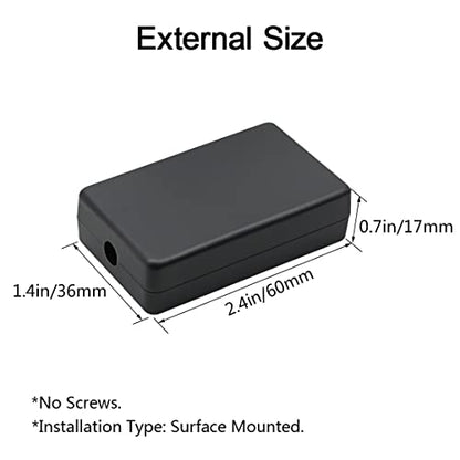 5Pcs ABS Plastic Electrical Project Case Power Junction Box, Project Box Black 2.4 x 1.4 x 0.7 inch (60 x 36 x 17 mm) - size: 2.4" x 1.4" x 0.7"(5pc)