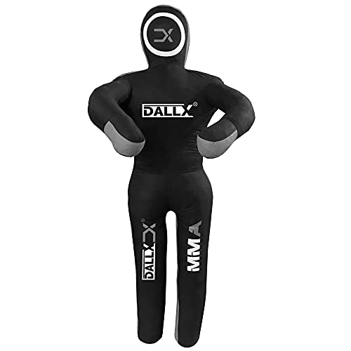 DALLX MMA Grappling Dummy BBJ Wrestling Brazilian Jiu Jitsu Punching Bag Judo Karate Throwing Boxing Fighting Dummy Self Defense Standing Position – UNFILLED - color: Black Grey, size: 6FT