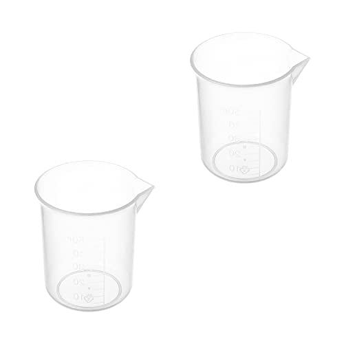 Othmro 2Pcs 50ml Measuring Cups Plastic Graduated Cups PP Plastic Graduated Beaker Clear Scale Cups Liquid Measuring Mixing Cups Graduated Plastic Measuring Cups for Lab Kitchen Liquids Transparent - color: 50ml 2Pcs