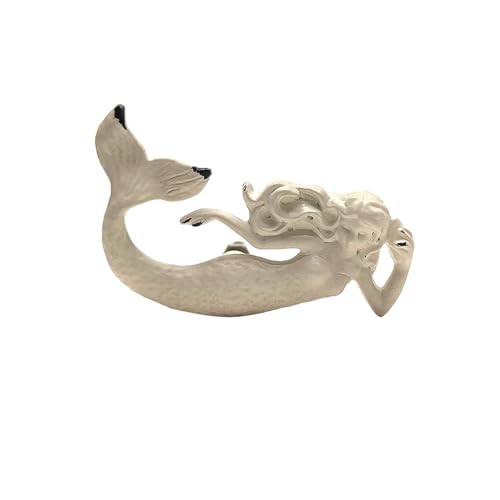 Mermaid Metal Drawer Pull Knob – Coastal Beach Home Decor, Nautical Decorative Cabinet Hardware for Kitchen, Dresser, and Coastal Rooms – Unique Nautical Cabinet Knobs – White, Set of 1