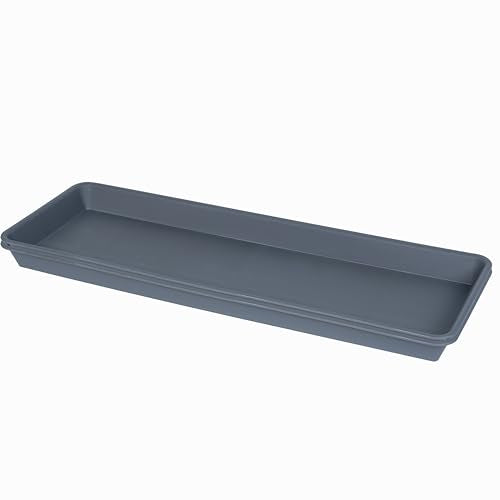 2 Pack Plastic Plant Trays, Rectangular, Indoors/Outdoors, Drip Tray for Flower Pots, Windowsill (6 x 11 Inch, Gray) - color: Gray, size: 11'' x 6.1'' x 1.0'' (2 pack)