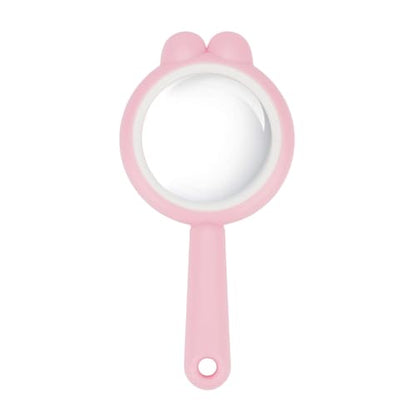 Rongon Small Magnifying Glass 4X Drop Resistant Magnifier Lenses Mini Handheld Magnifying Lenses Learning Tool for Children Class Outdoor Observation Party Fun Tool - color: Pink