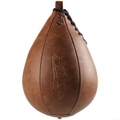 Boxing Ball Adults, 10.6in Leather Punching Bag with Elastic Cord, Heavy Duty Hanging Reflex Ball MMA Training, Home Gym Fitness Equipment, Black - size: Brown