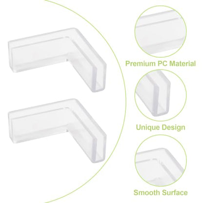 Glass Connector, 24Pcs Plastic 90 Degree Glass Clamps Transparent Glass to Glass Connectors Rimless Clip Holder for Fixing or DIY Fish Tank, Glass Acrylic Display Cabinet (5mm)