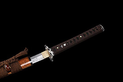 Shinken L6 Steel Katana Clay Tempered Real Samurai Sword - color: Hitatsura Hamon-Brown