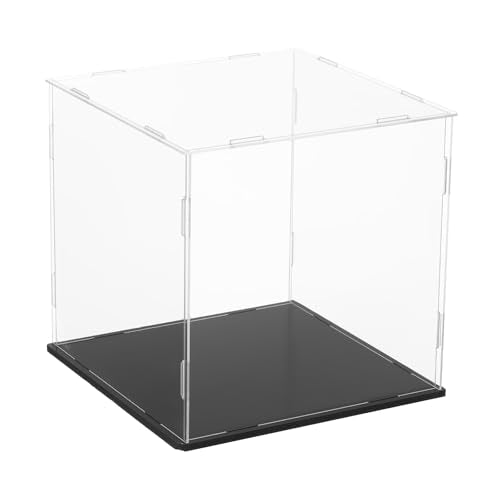 uxcell Acrylic Clear Display Case for Collectibles Self-Assemble Display Boxes with Black Base Dustproof Countertop Storage Box for Collectibles Action Figures, 7.9 x 7.9 x 7.9 Inch - size: 7.9 x 7.9 x 7.9 Inch