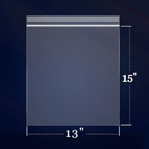 100 Count - 13" x 15" Clear Reclosable Zip Plastic Poly Bags - 2 Gallon Zip Bags for Clothing, T-Shirts, Pants - size: 13" x 15"