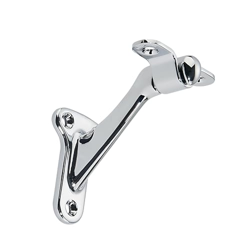 6 Pack 3 Inch Polished Chrome Hand Rail Bracket Heavy Duty Hardware for Stairways, Home or Office Vintage Stair Support Handrail Brackets - style: Polished Chrome