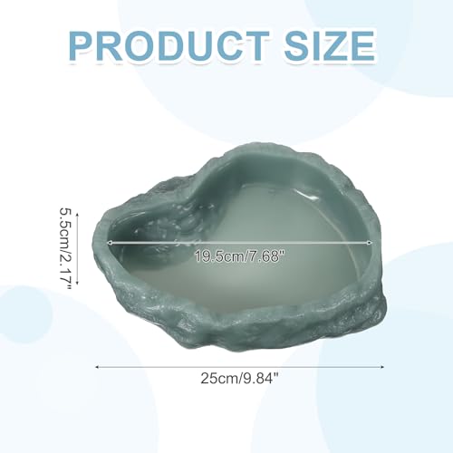 Reptile Food Bowl, Reptile Feeding Dish Corner Bowl Water Resin Rock Worm Feeder Dish l (9.8 in, Glow Dark Green), Intended for Lizards/o/Scaled Pet/Leopard/Spiders