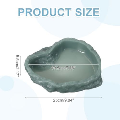 Reptile Food Bowl, Reptile Feeding Dish Corner Bowl Water Resin Rock Worm Feeder Dish l (9.8 in, Glow Dark Green), Intended for Lizards/o/Scaled Pet/Leopard/Spiders