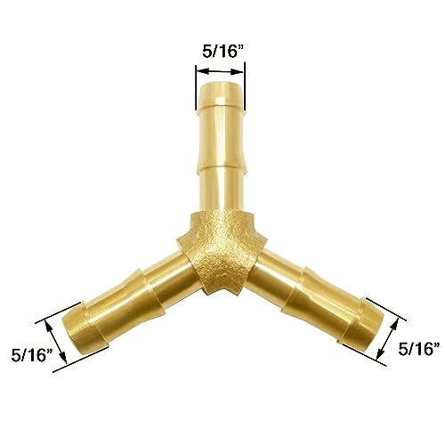 Hose Barb Fitting 5/16" Barbed Fitting 3 Way Y Shaped Union Brass Fitting - size: 5/16" (Double Barb)