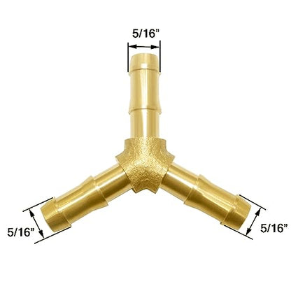Hose Barb Fitting 5/16" Barbed Fitting 3 Way Y Shaped Union Brass Fitting - size: 5/16" (Double Barb)