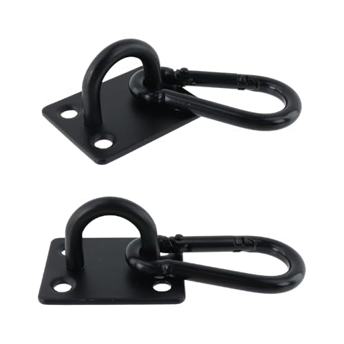 Dnyta 4Pcs Stainless Steel Ceiling Hook Pad Eye Plate Wall Mount Ring Hooks - color: Black With Buckle, Square-shaped, size: Medium (4pcs)