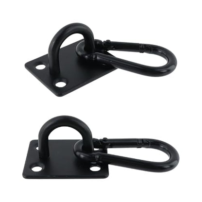 Dnyta 4Pcs Stainless Steel Ceiling Hook Pad Eye Plate Wall Mount Ring Hooks - color: Black With Buckle, Square-shaped, size: Medium (4pcs)