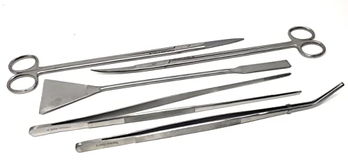 A2Z-Aquascaping Maintenance Tools Accessories,Anti-Rust Stainless Steel Tweezers Scissors Spatula for Aquarium Tank Clean, Fish Tank, Bonsai, Algae Scrapers (Set of 5 Pcs in A Case)