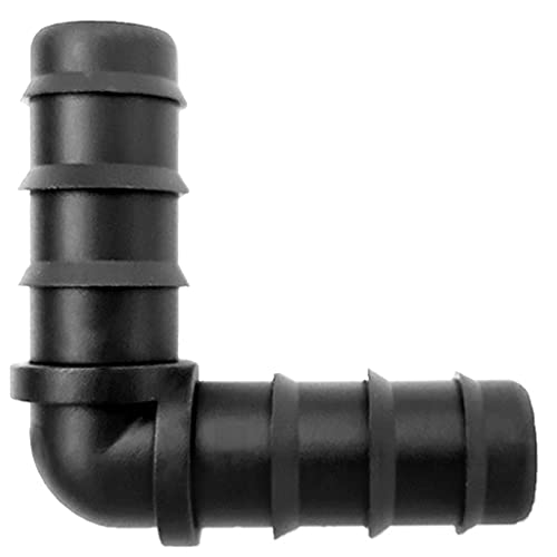 20 Pieces drip irrigation hose connectors, black elbow, applicable to 1/2 inch (16mm) hose, with barb connector