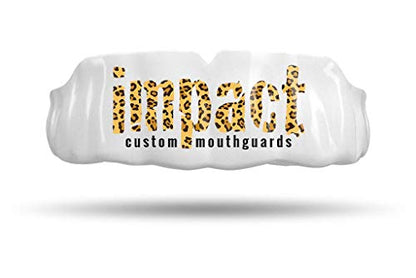 Impact Custom Professional MMA/Boxing/Muay Thai Mouthguard -(Branded Series) Leopard Logo White - color: Leopard Logo Wht