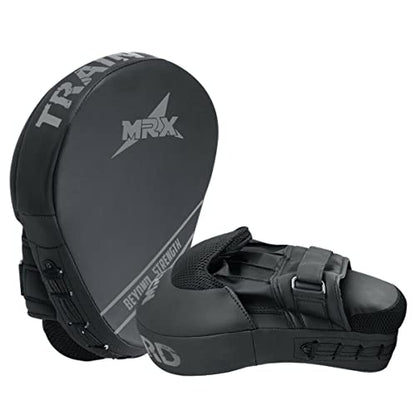 Punching Mitts MMA Muay Thai Boxing Pads, Gel Tech Leather Curved Focus Mitts, Training Hand Pads Sparring Martial Arts Karate Dojo Target Strike Shield - color: Black/Silver