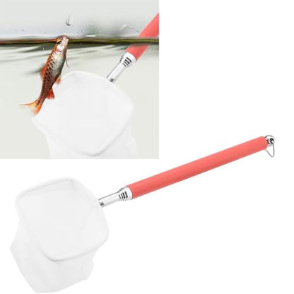 Green/Red Square Round Metal Aquarium Fish Net Mini Size Extendable Telescopic Fish Shrimp Landing Net Aquarium Fish Tank Tool