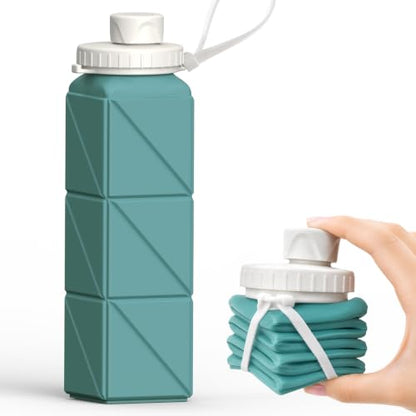BEAUTAIL Collapsible Water Bottles 21oz/610mL, Silicone Travel Water Bottle | BPA Free, Leakproof & Reusable, Foldable Water Bottle for Traveling, Hiking, Gym, School, Sports, Outdoor, 1-Pack, Blue - color: Blue
