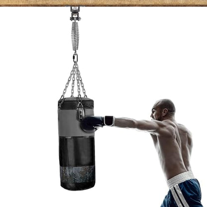 BeneLabel Heavy Bag Ceiling Mount with Spring & Chains 360° Rotation Punching Bag Ceiling Hanger with Bearings Boxing Bags Holder Hardware with 2 Wood Screws and 2 Expansion Screws - color: Hanger With Oval Spring & Chains (220 Lbs Capacity)