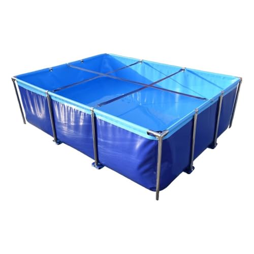 GZHERVICES Above-Ground Fish Pond (with Steel Frame and Drain Valve), Canvas Fish Pond, PVC Koi Tank, Suitable for Koi Breeding and Irrigation Water Storage (Blue)(1x1x0.6m) - size: 1x1x0.6m