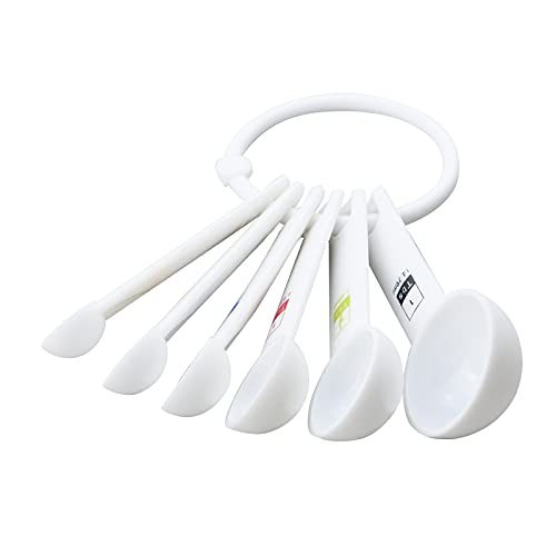 6 Pieces Measuring Spoon Set White Plastic Kitchen Measuring Tools Set for Kitchen Cooking Baking,1/4 Tsp,1/3 Tsp,1/2 Tsp,1 Tsp,1/2 Tbs,1 Tbs