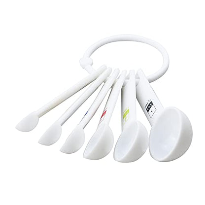 6 Pieces Measuring Spoon Set White Plastic Kitchen Measuring Tools Set for Kitchen Cooking Baking,1/4 Tsp,1/3 Tsp,1/2 Tsp,1 Tsp,1/2 Tbs,1 Tbs