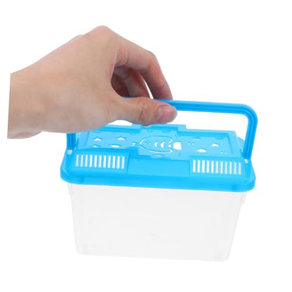 Kisangel 4Pcs Handheld Fish Tank Portable Pet Carrier Transparent Plastic Breeding Box with Handle for Small Fish Turtles Reptiles and Hamsters for Safe Transportation